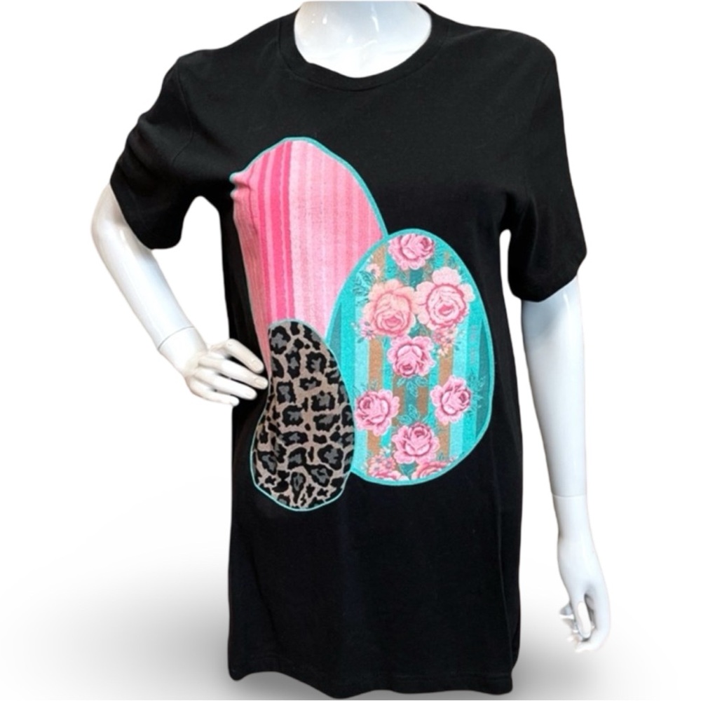 Crazy train Easter egg print leopard shirt